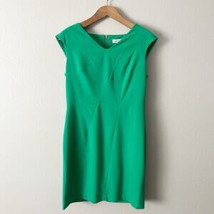 Calvin Klein Green Cap Sleeve Knee Length Sheath Dress women’s size 12 work
